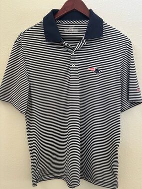Vineyard Vines Patriots Striped Navy & White Polo - like new!